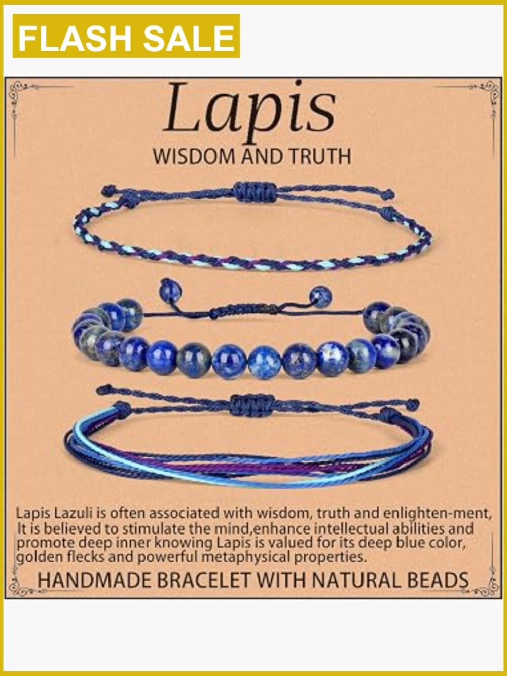 6mm Natural Gem Stone Healing Bracelet Adjustable Rope Bracelet